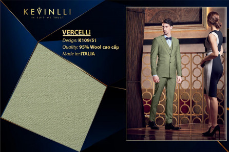 K109/51 Vercelli CVM - Vải Suit 95% Wool - Xám Trơn